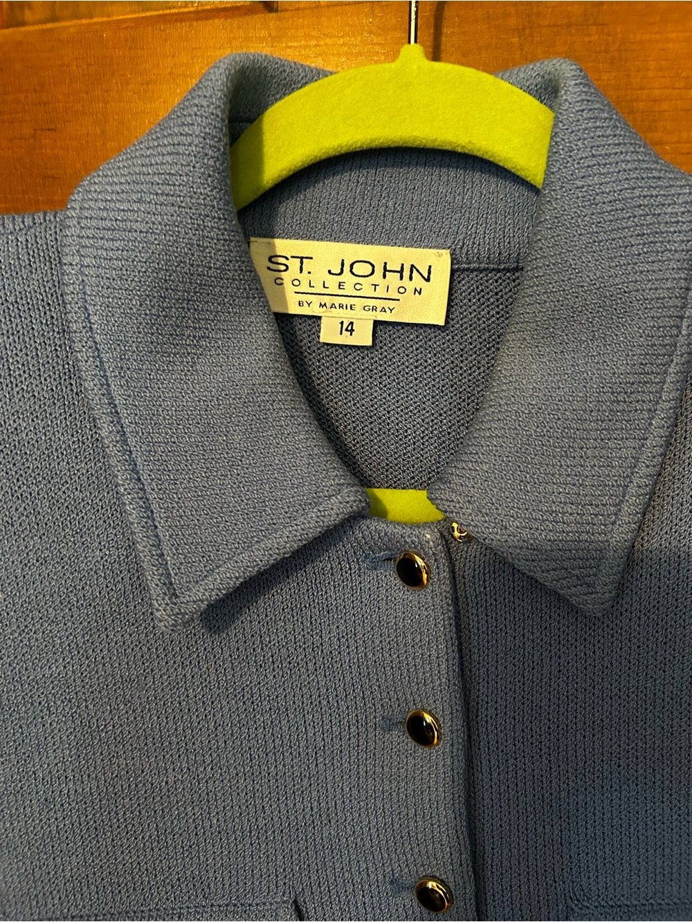 St. John Blue Button-Front Knit Jacket - Picture 2 of 11